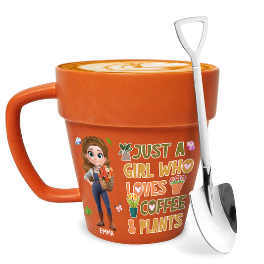 Just A Girl Who Loves Coffee - Personalized Custom Plant Pot Mug