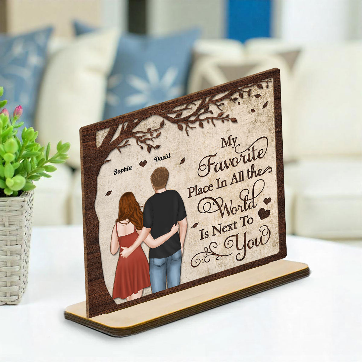 You Are Mine - Personalized Custom 2-Layer Wood Plaque With Flat Base
