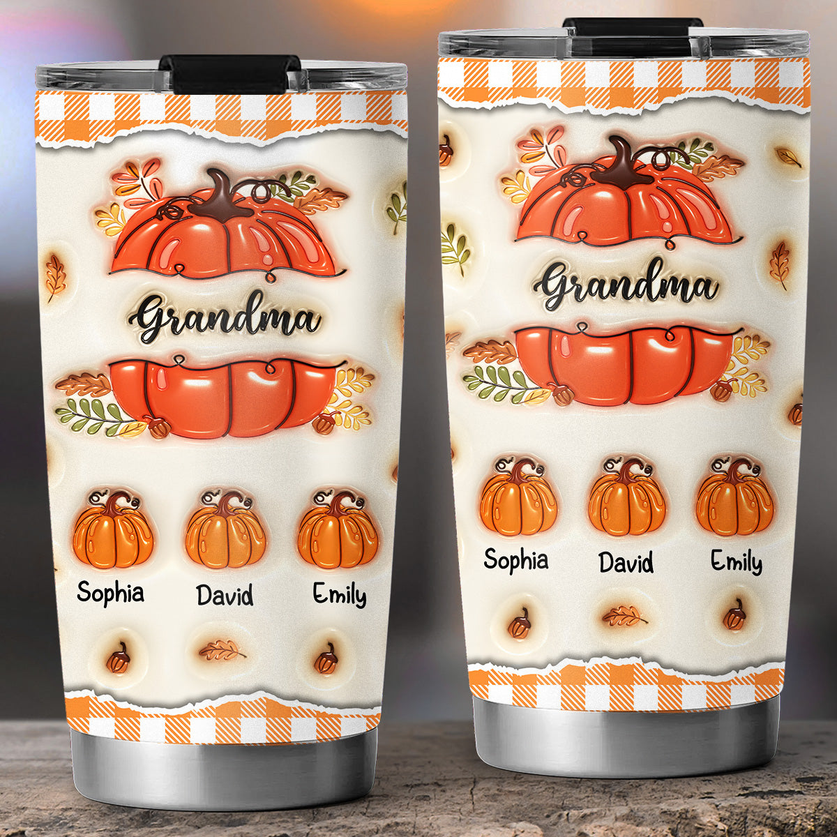Pumpkin Grandma - Personalized Custom 3D Inflated Effect Tumbler