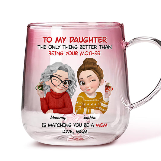 Love Seeing You As Mom - Personalized Custom Pink Gradient Glass Mug