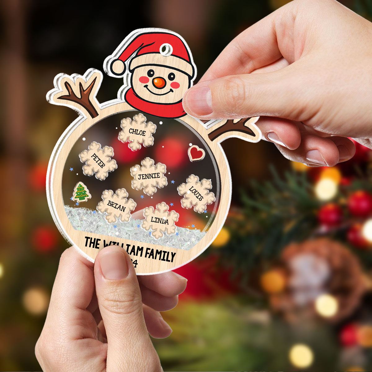 Family Snowball - Personalized Custom Acrylic Shaker Ornament