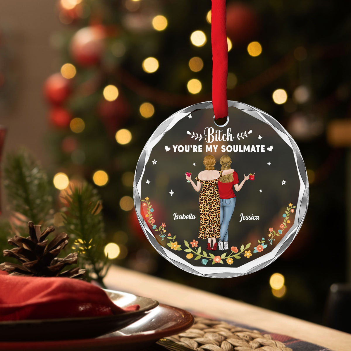 You Are My Soul Mate - Personalized Custom Glass Ornament