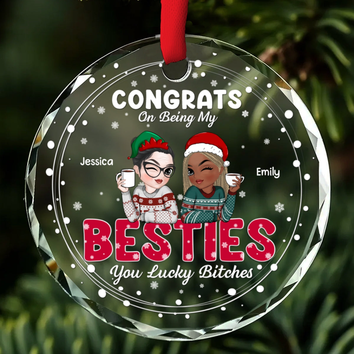 Thank You For Being My Bestie - Personalized Custom Glass Ornament