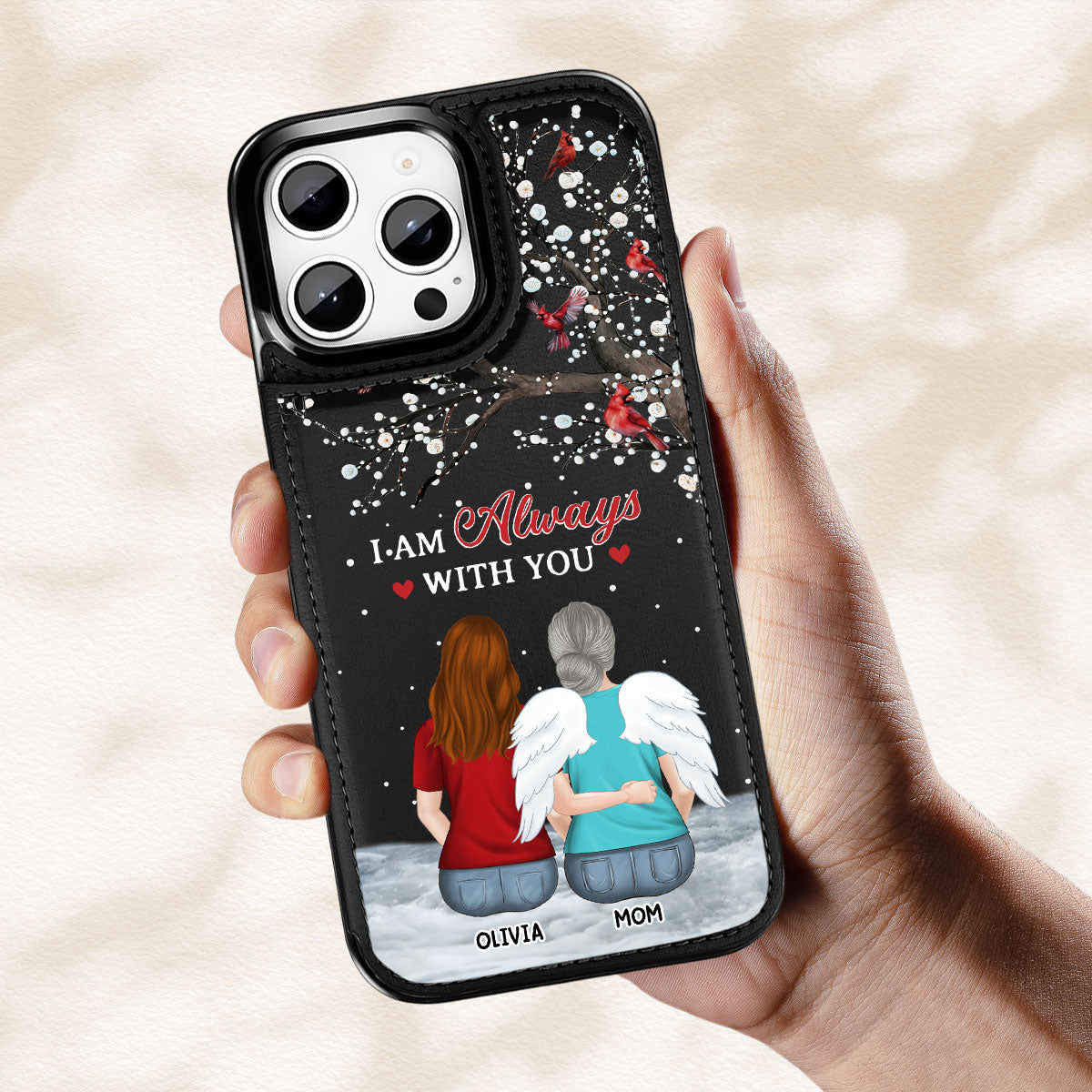 I Am Always With You - Personalized Custom Leather Phone Case