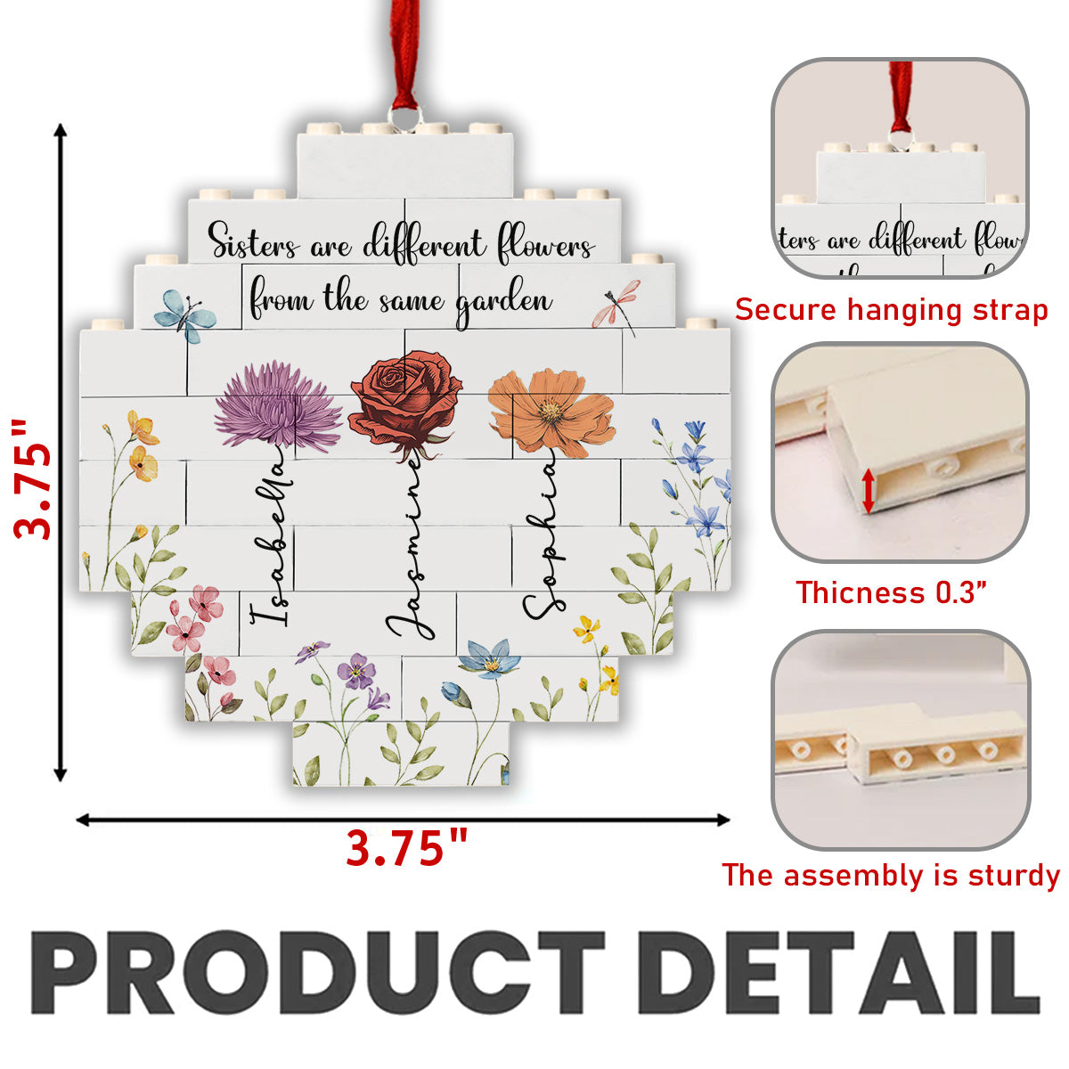 Lovely Flowers - Personalized Custom Puzzle Ornament