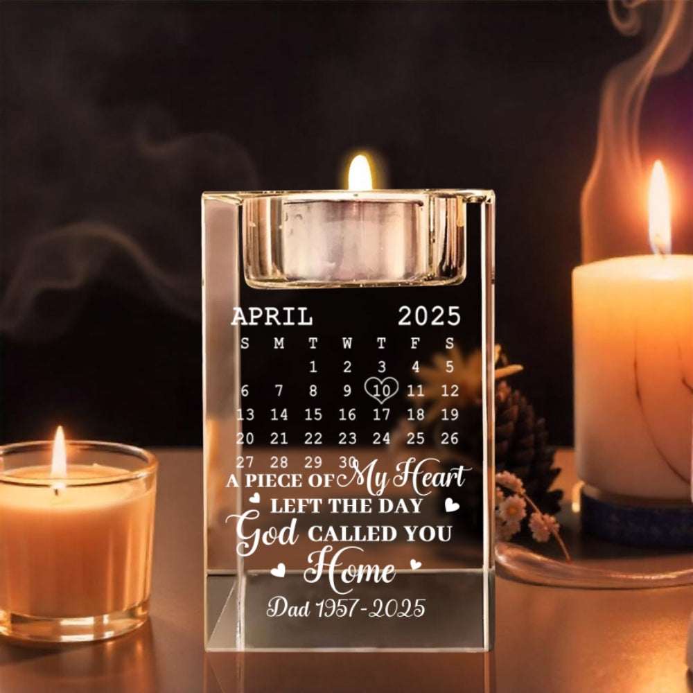 A Piece Of My Heart - Personalized Custom Engraved Crystal Candle Holder