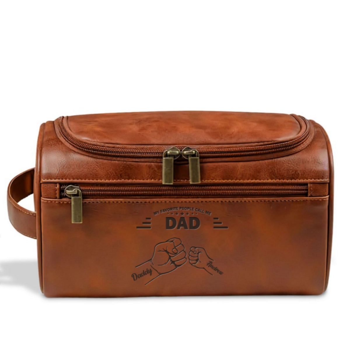 Call Me Dad - Personalized Custom Engraved Leather Toiletry Bag
