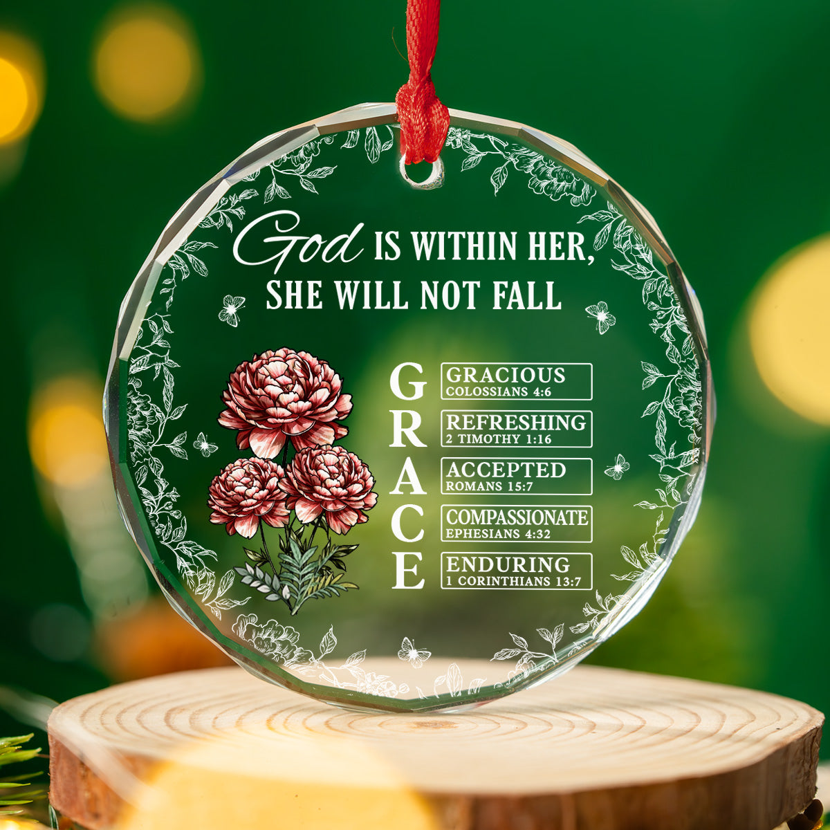 God Is Within Her She Will Not Fall - Personalized Custom Glass Ornament