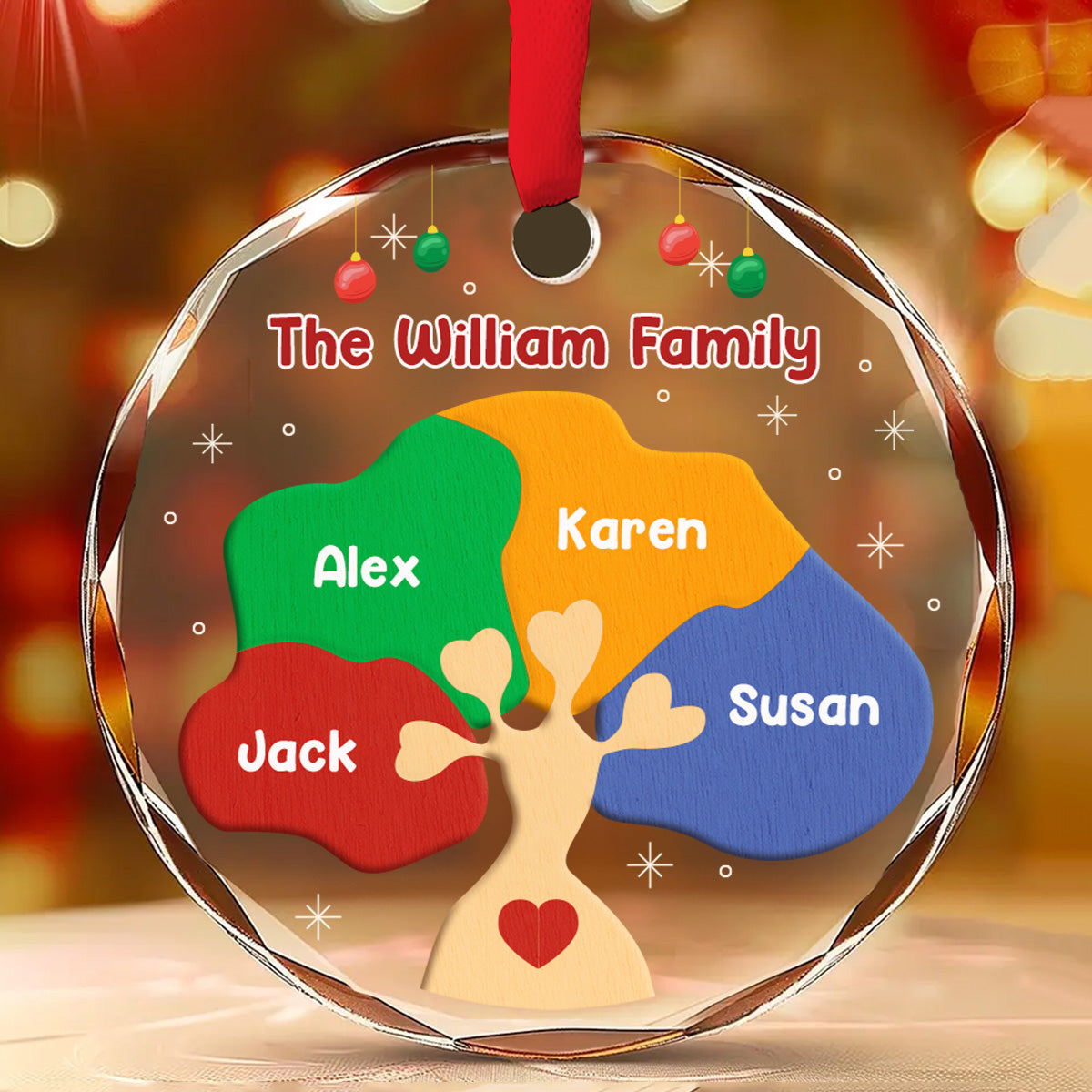 Family Tree - Personalized Custom Glass Ornament