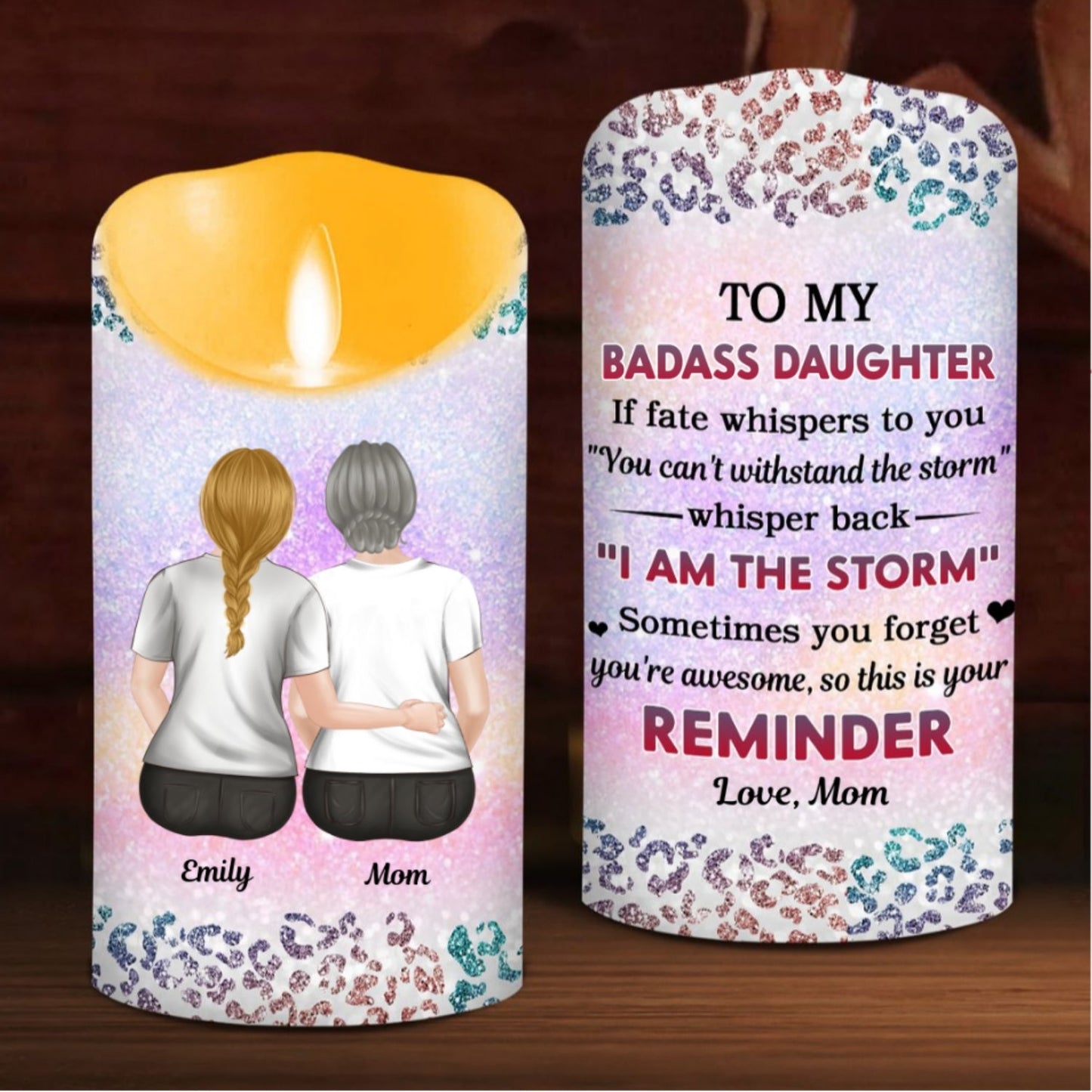 From Mom To Badass Daughter - Personalized Custom LED Candle
