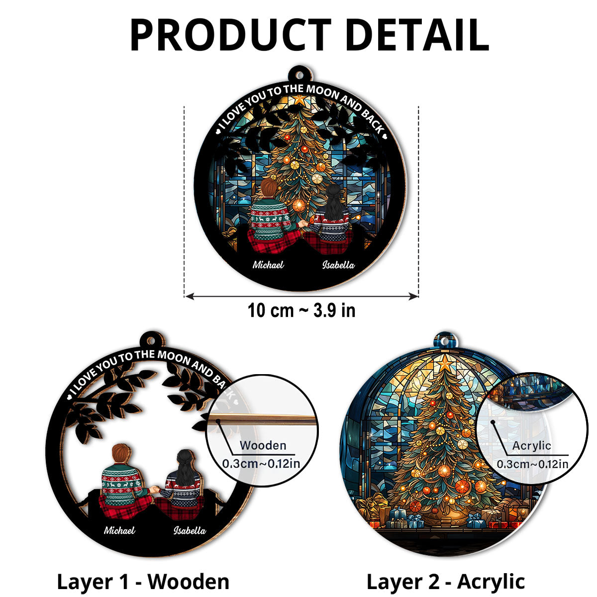 I Love You To The Moon And Back - Personalized Custom Suncatcher Ornament