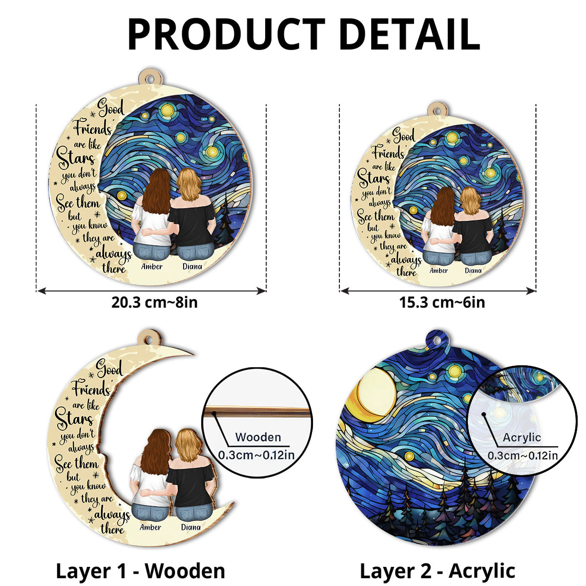 Friends Like Stars  - Personalized Custom Suncatcher