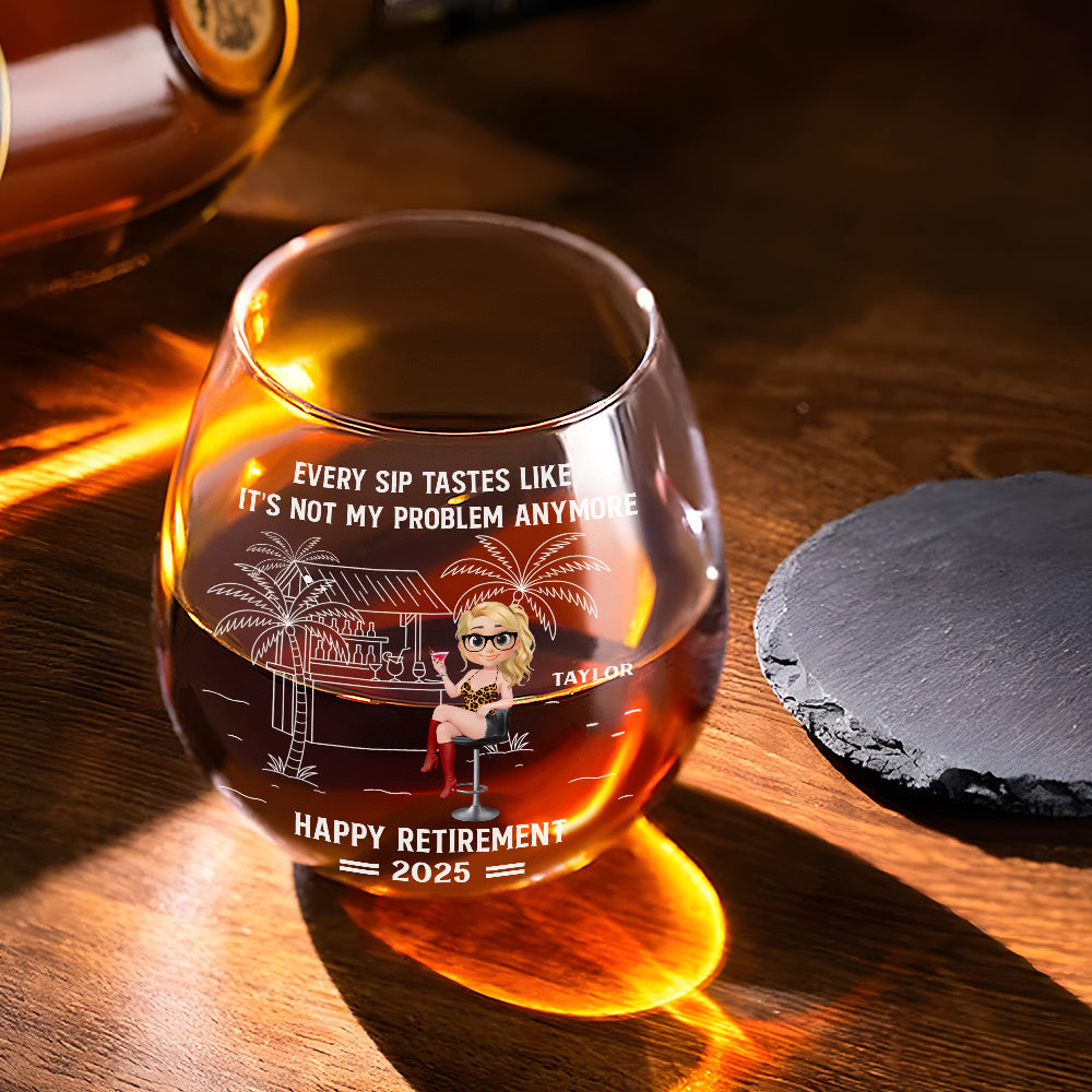 Happily Retired - Personalized Custom Wine Glass