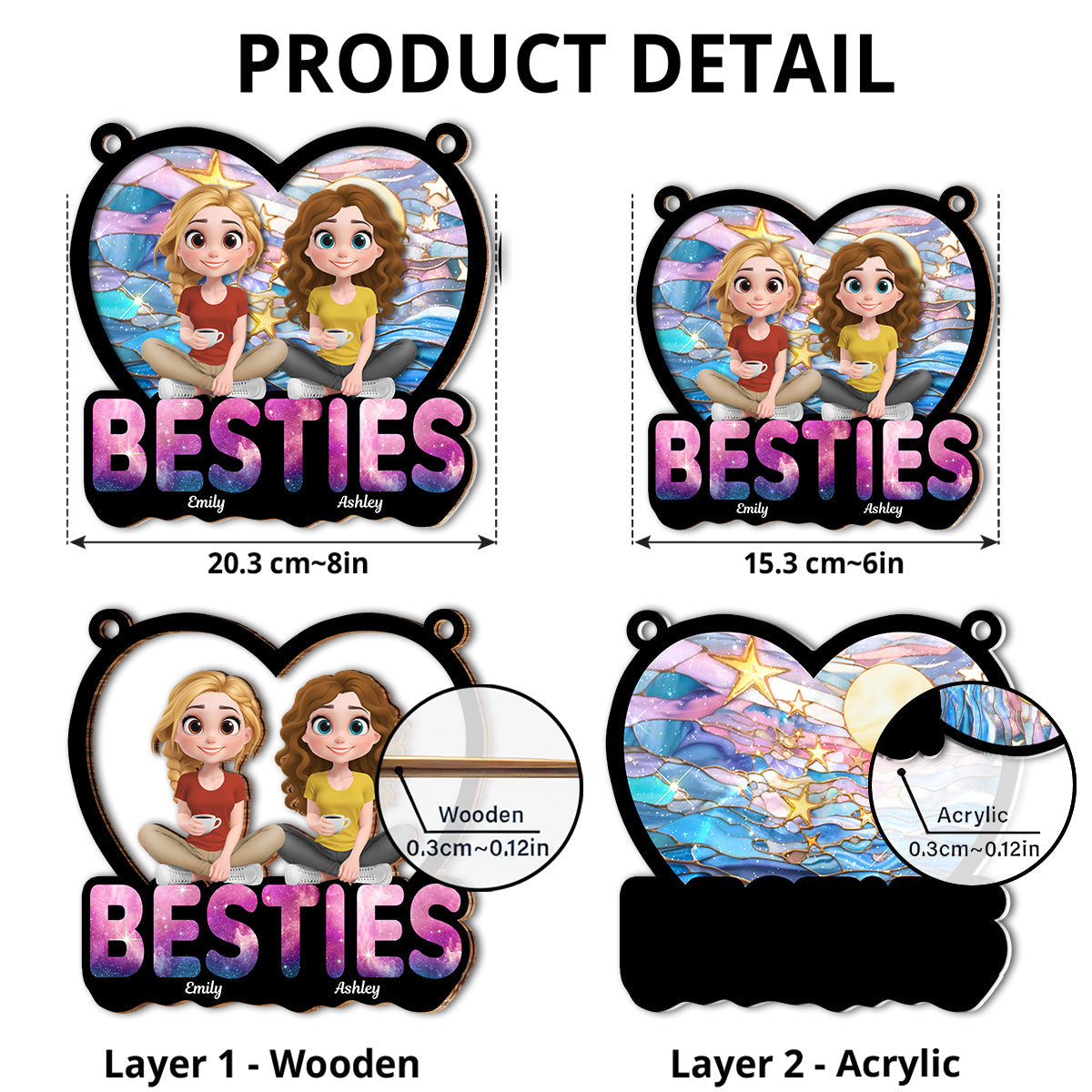 Stars And Moon - Personalized Custom Suncatcher 