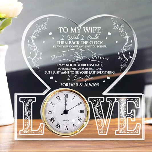 Turn Back The Clock - Personalized Custom Acrylic Desk Clock Plaque