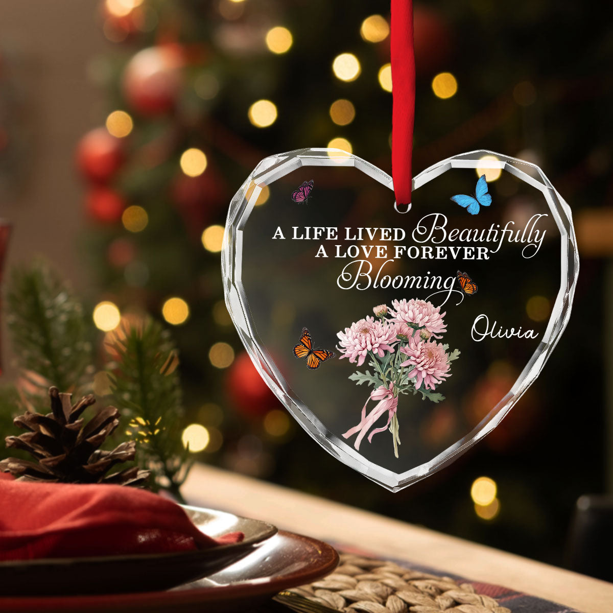 Your Memory Will Forever Bloom - Personalized Custom Glass Ornament