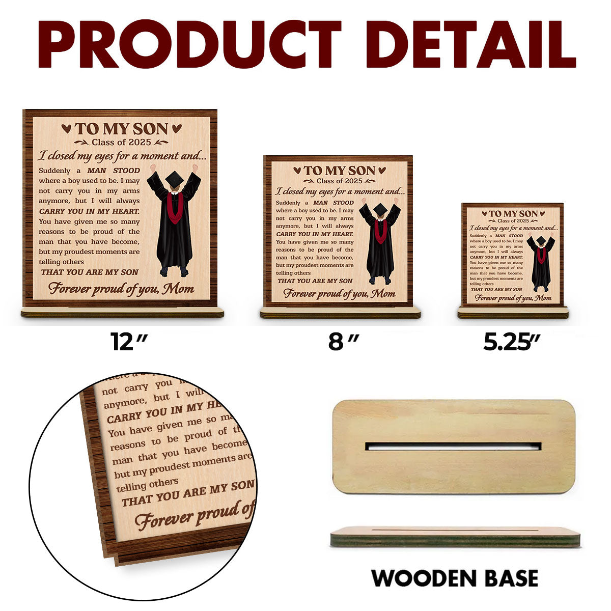 Forever Proud Of You - Personalized Custom 2-Layer Wood Plaque With Flat Base