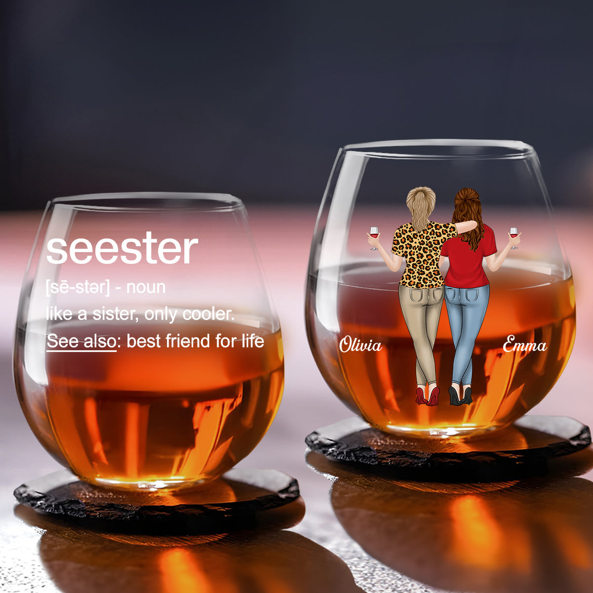 Seester Best Friend For Life - Personalized Custom Wine Glass