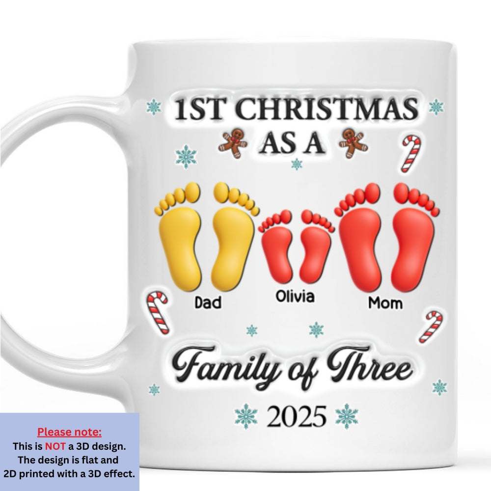 Our First Christmas - Personalized Custom 3D Effect Coffee Mug