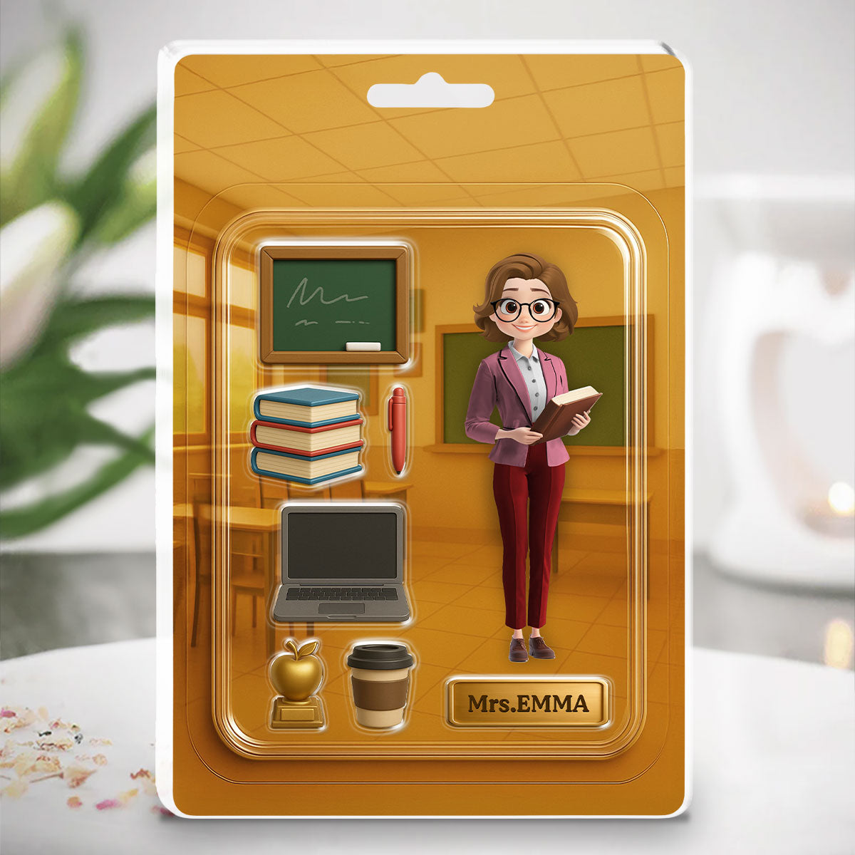 Happy Teacher Figure - Personalized Custom Acrylic Plaque