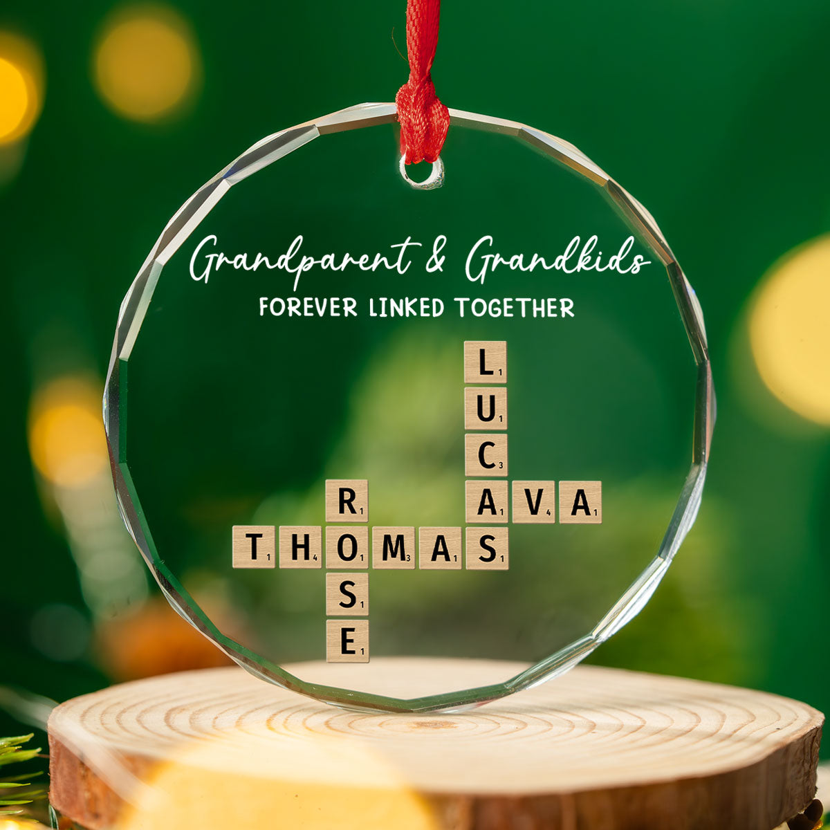 Grandparents With Grandkids Love Lasts Forever - Personalized Custom Glass Ornament