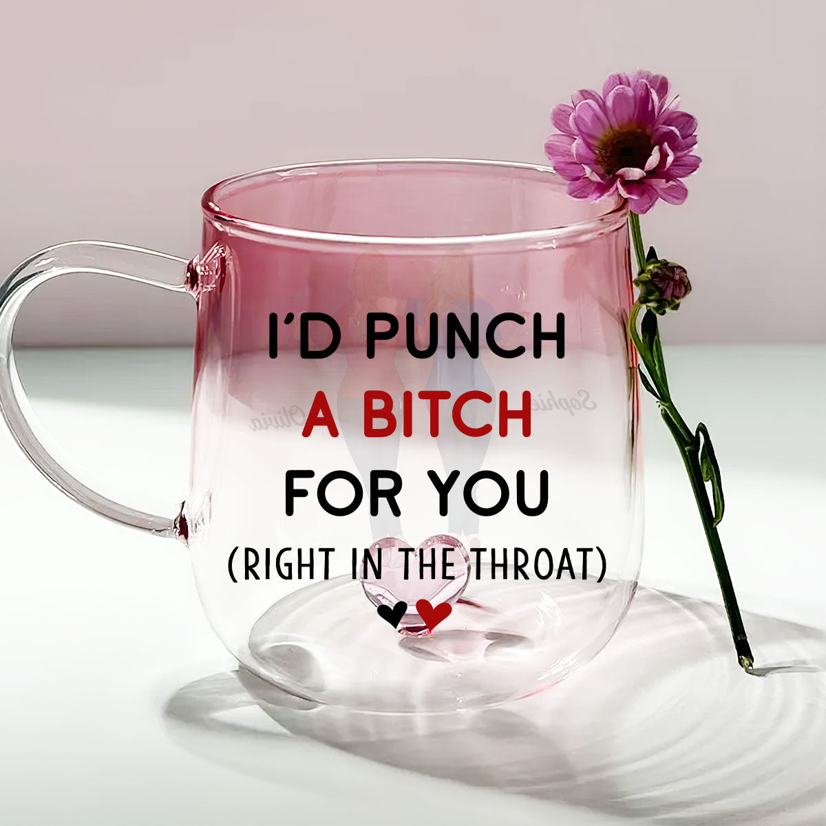 I Would Punch For You - Personalized Custom Pink Gradient Glass Mug