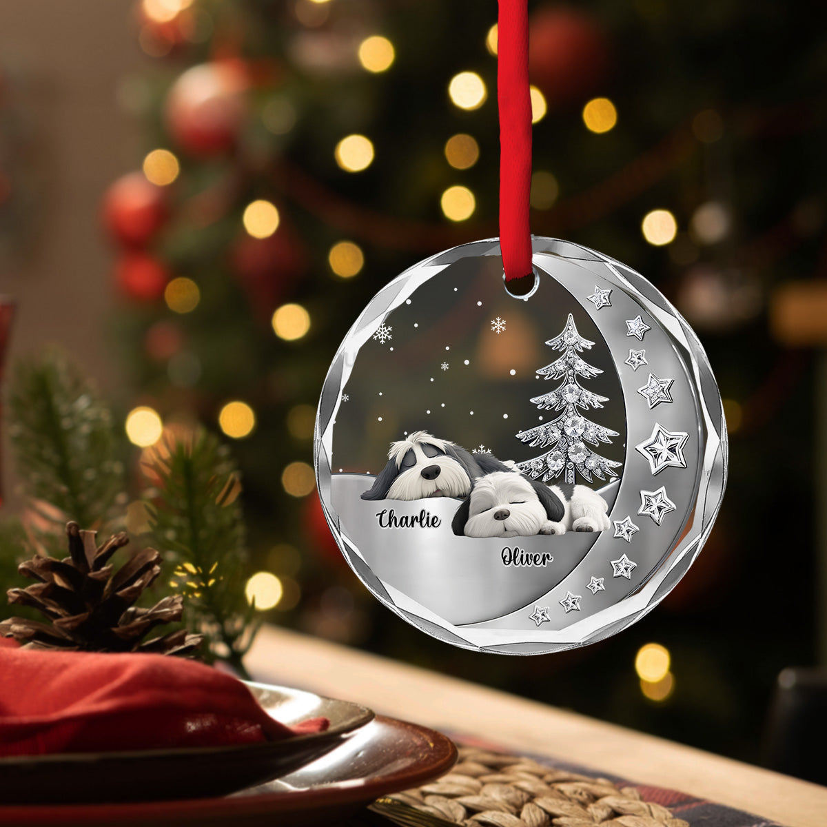 Beside You - Personalized Custom 3D Effect Glass Ornament