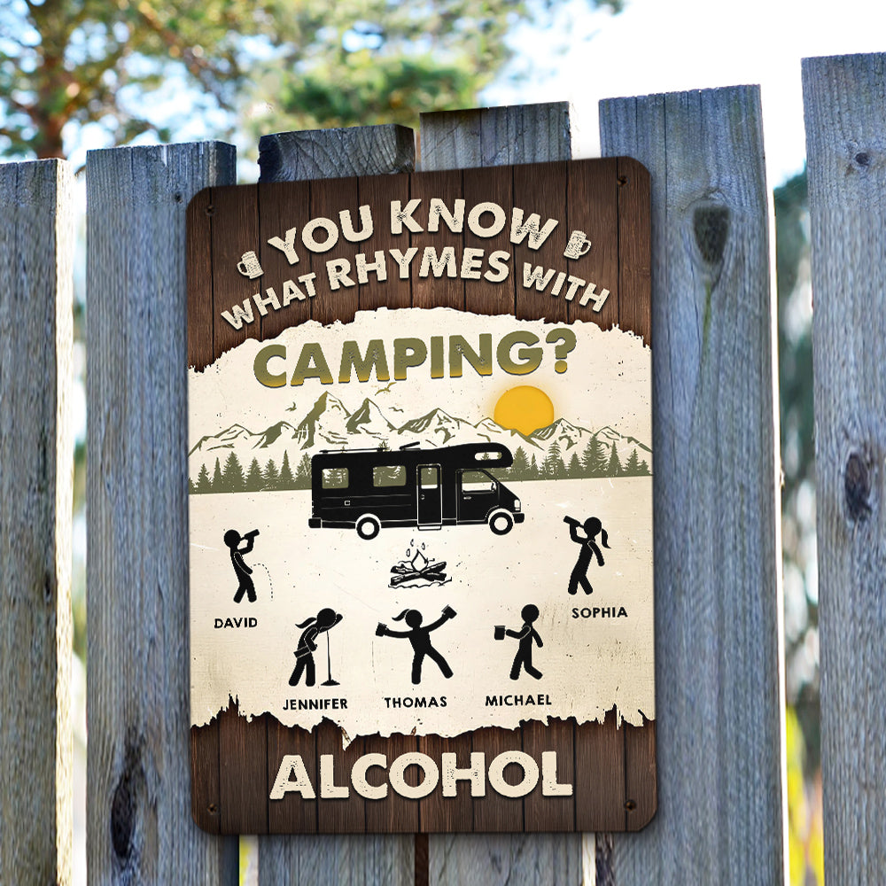 Camping Pairs Well With Booze - Personalized Custom Metal Sign