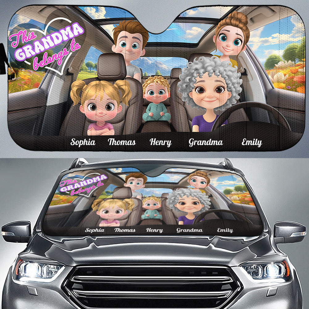 This Grandma Belongs To - Personalized Custom Car Sunshade