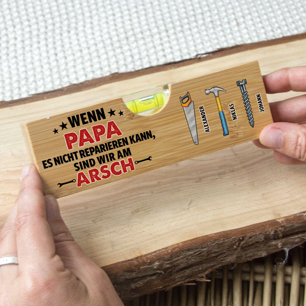 Wenn Papa Es Nicht Reparieren Kann - Personalisierte Wasserwaage Mit Flaschenöffner