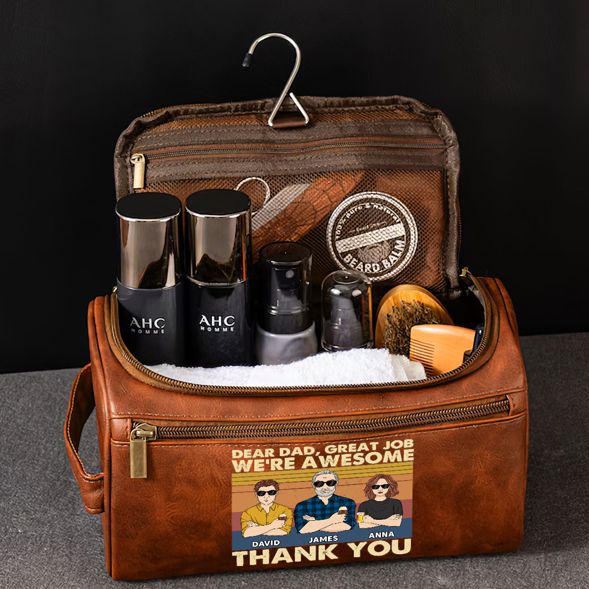 We Are Awesome - Personalized Custom Leather Toiletry Bag