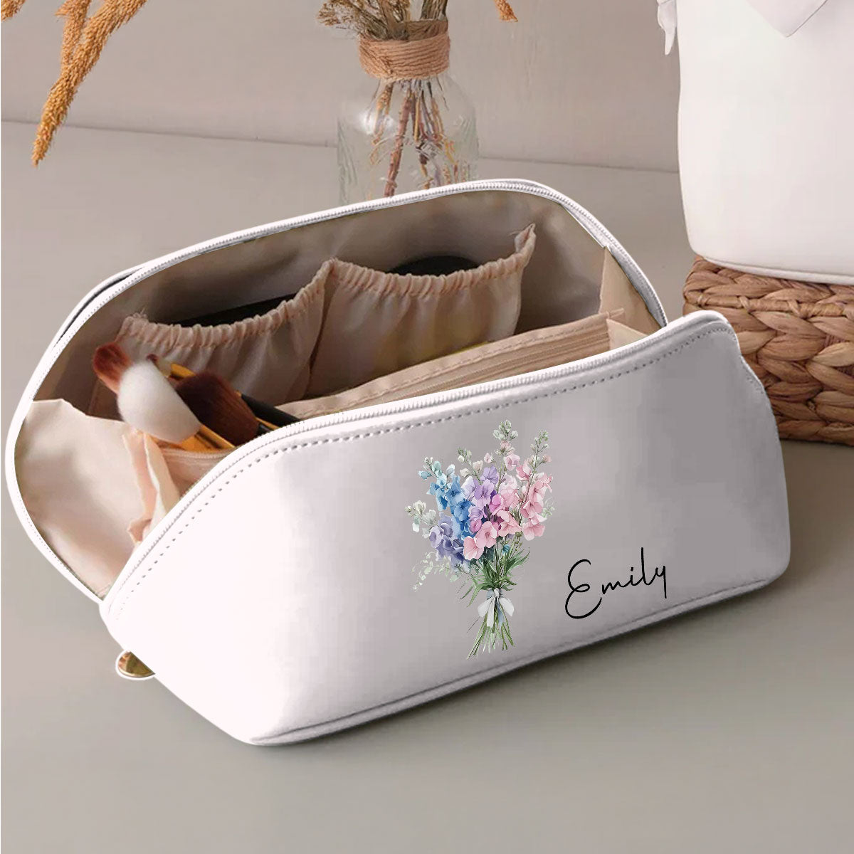 Flowers Do Not Tell They Show - Personalized Custom Leather Makeup Bag