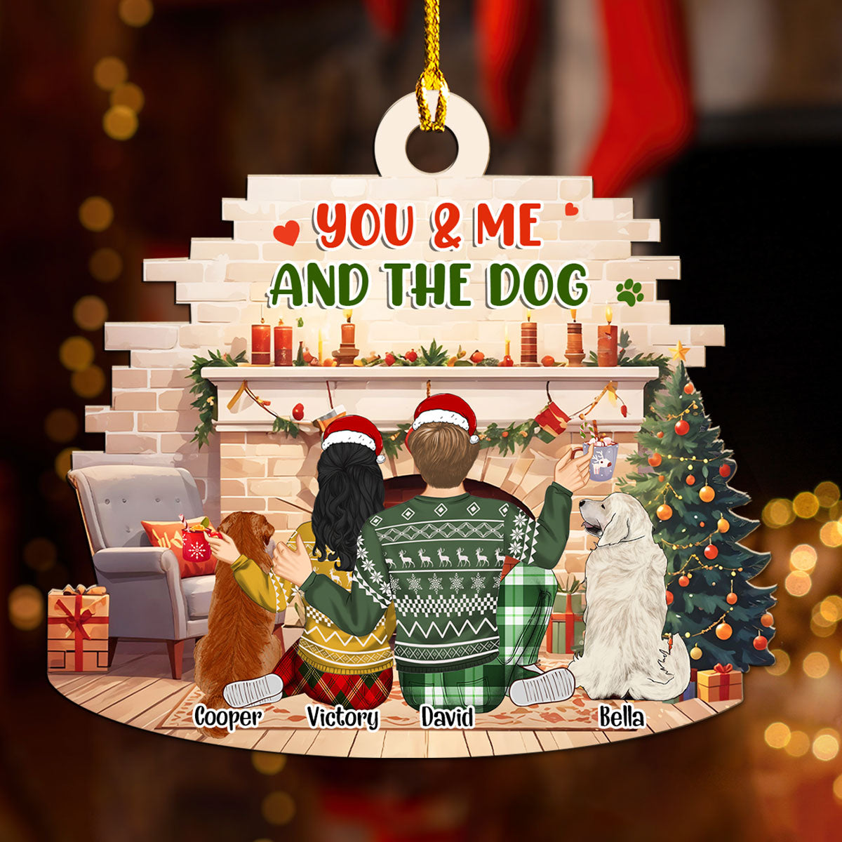 You Me Our Dogs Family - Personalized Custom Wood Ornament