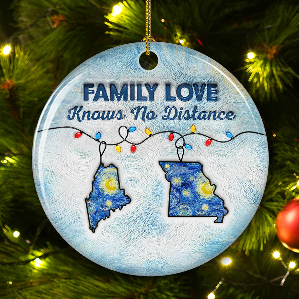 Long Distance - Personalized Custom  3D Inflated Effect Ceramic Ornament