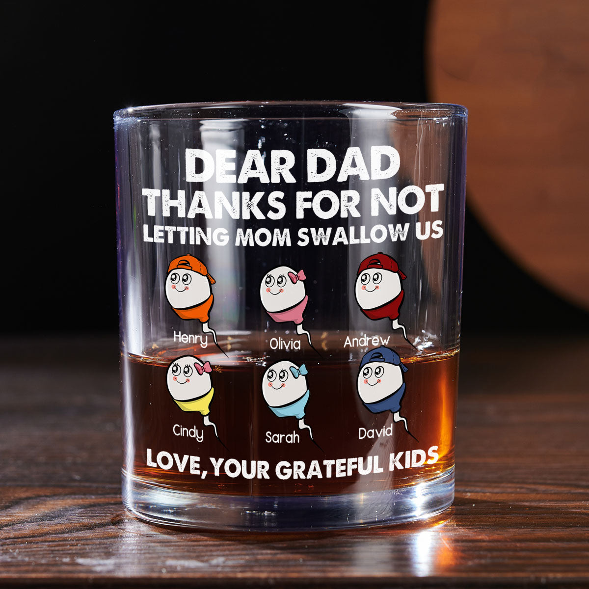 Thanks For Not Letting Mom Swallow Us - Personalized Custom Whiskey Glass