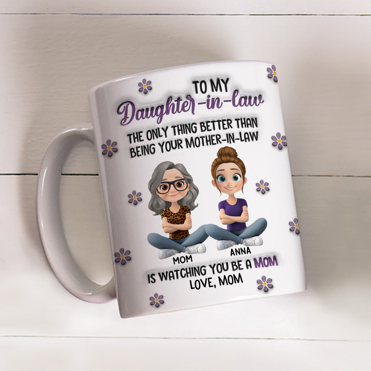 Watching You Be A Mom My Daughter - Personalized Custom 3D Inflated Effect Mug