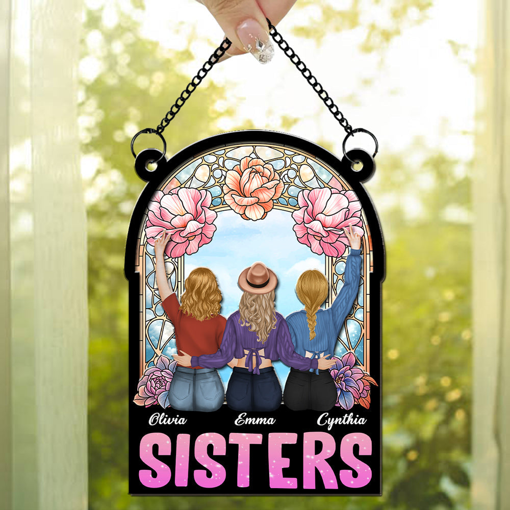 Bestie Sitting Together - Personalized Custom Suncatcher
