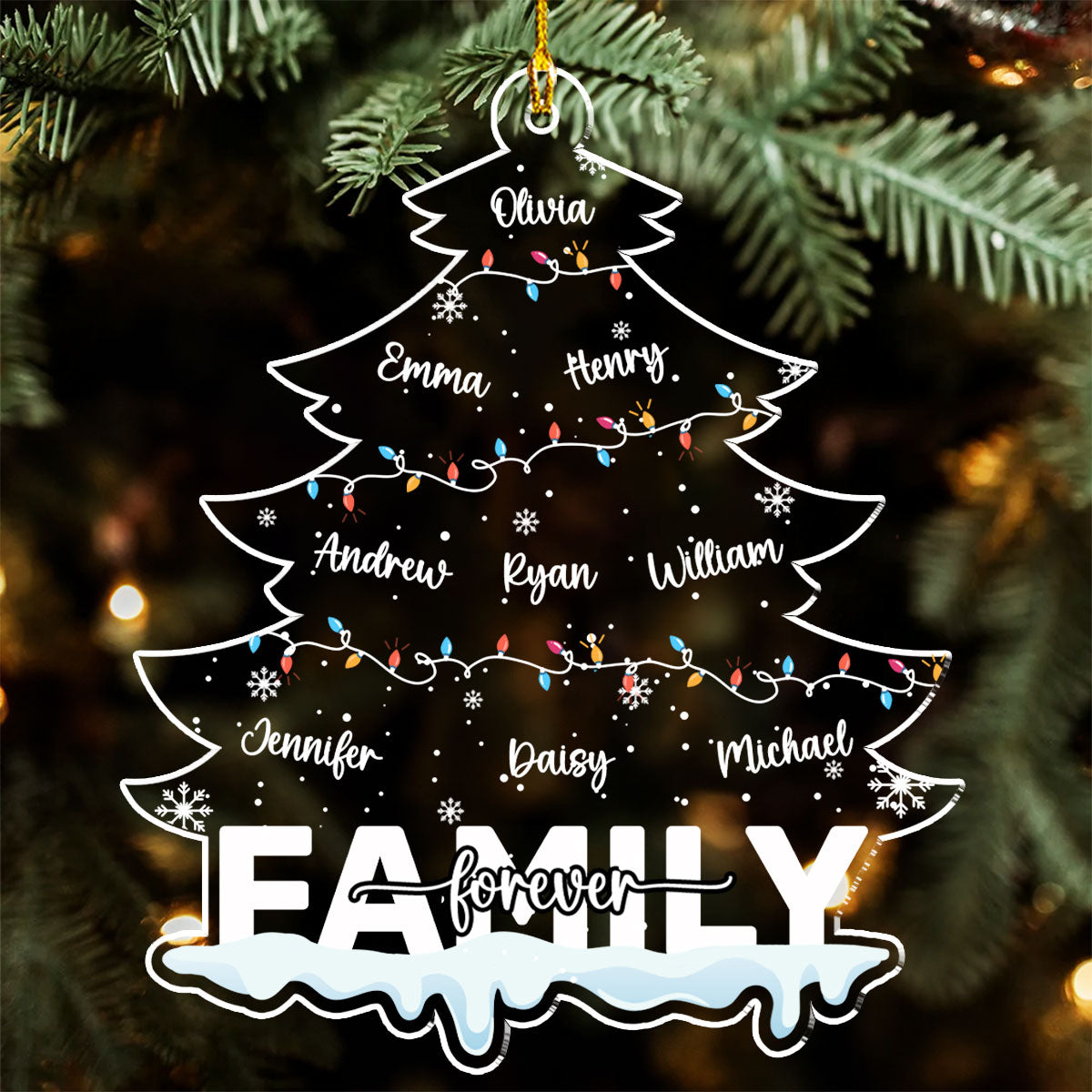 Family Forever Custom Name - Personalized Custom Acrylic Ornament