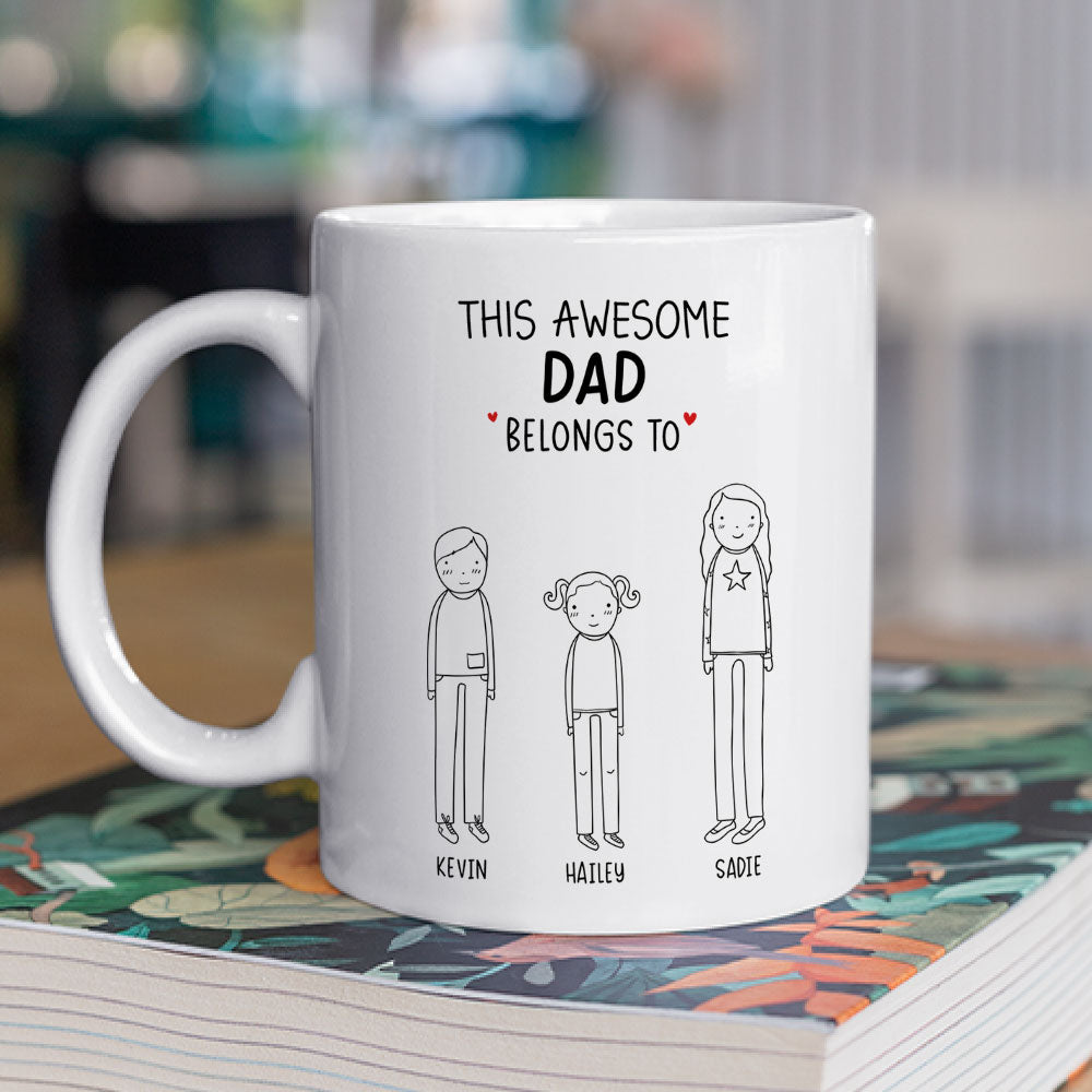 This Awesome Dad Belongs To - Personalized Custom Coffee Mug
