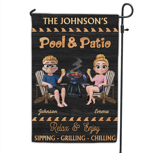 Pool And Patio Sipping Chilling - Personalized Custom Flag