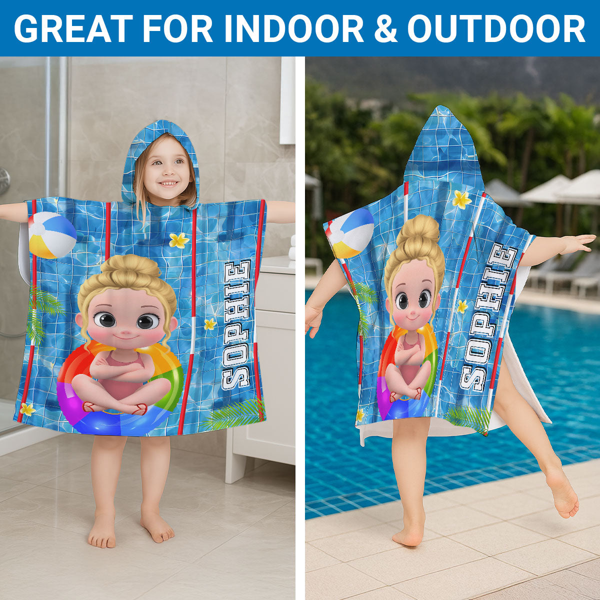 Time For The Beach - Personalized Custom Hooded Beach Towel