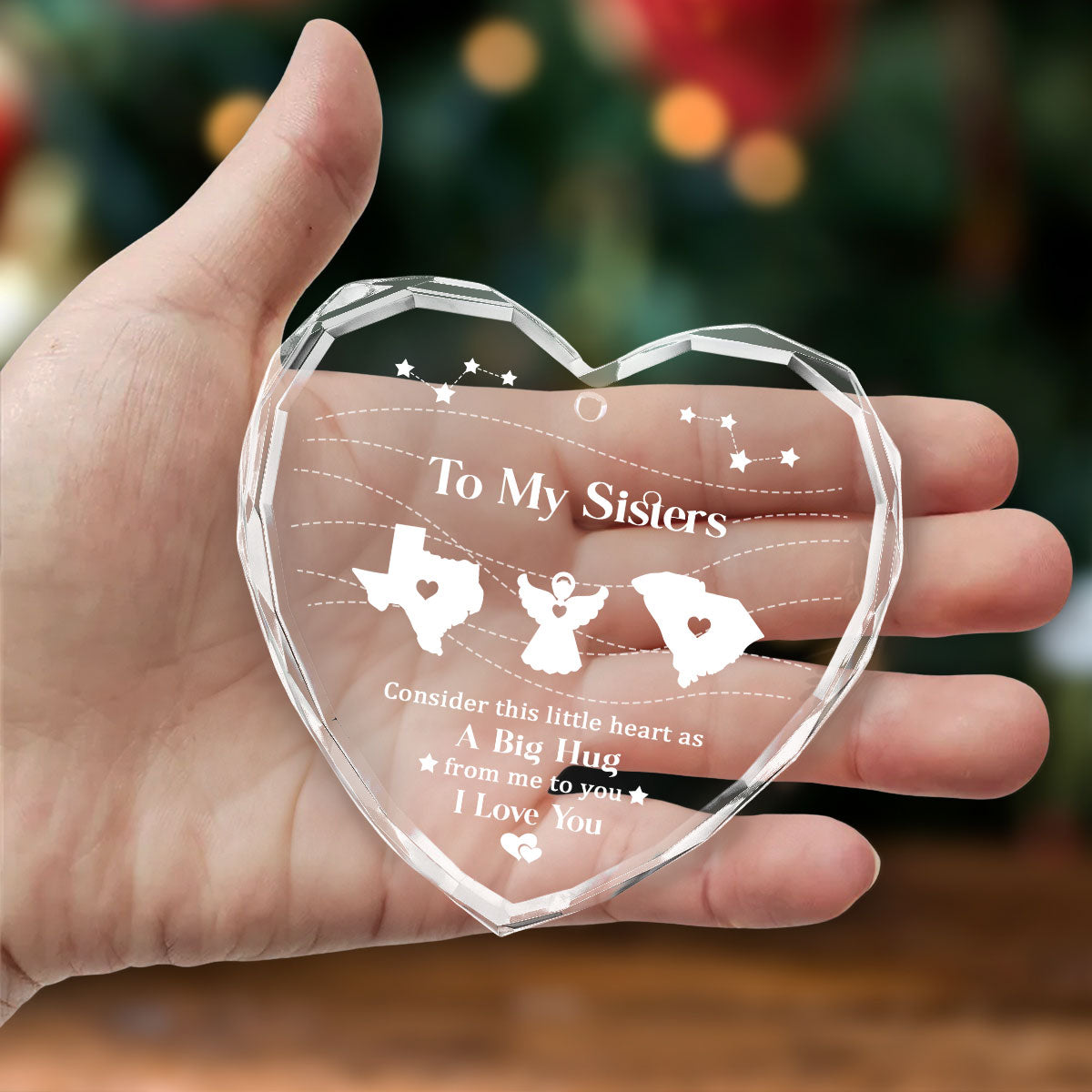 Big Hug To My Sisters - Personalized Custom Glass Ornament