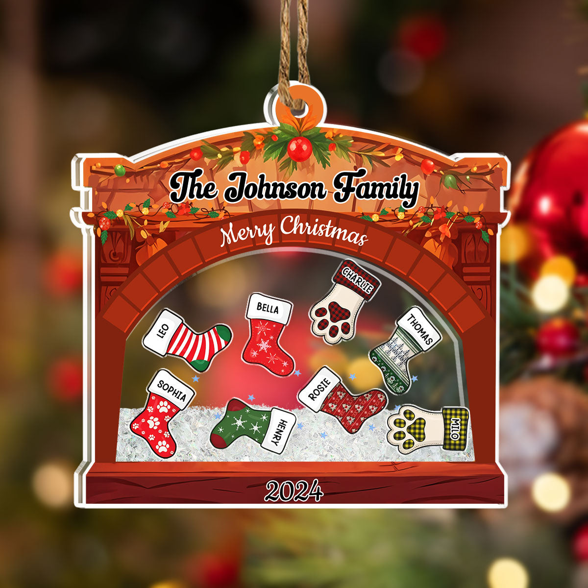 Christmas Family Stockings - Personalized Custom Acrylic Shaker Ornament