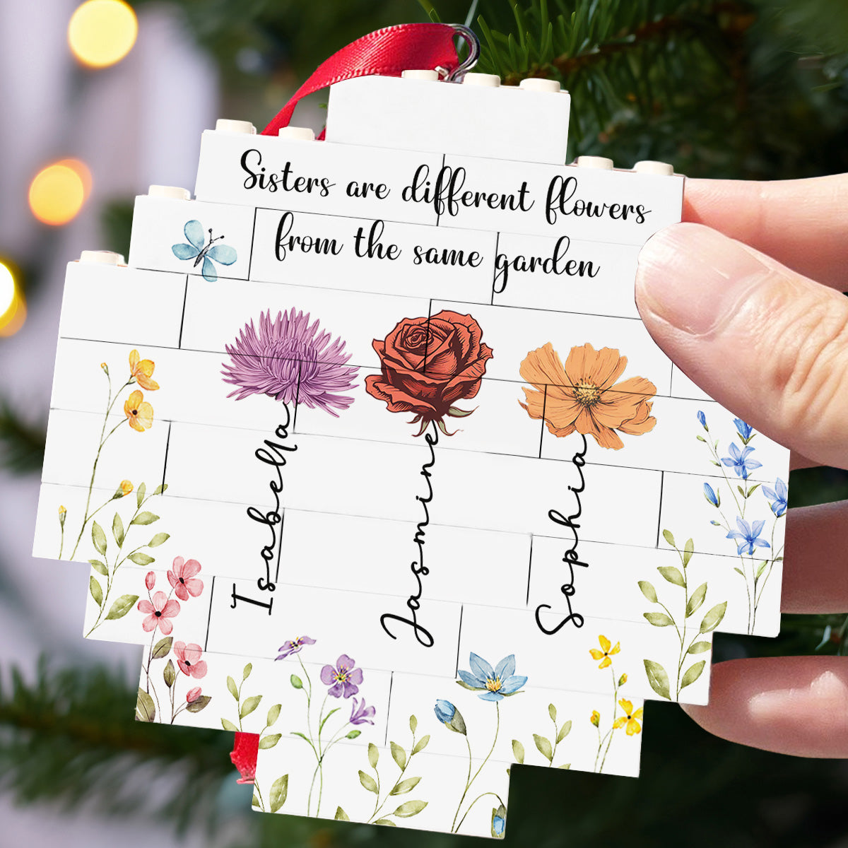 Lovely Flowers - Personalized Custom Puzzle Ornament