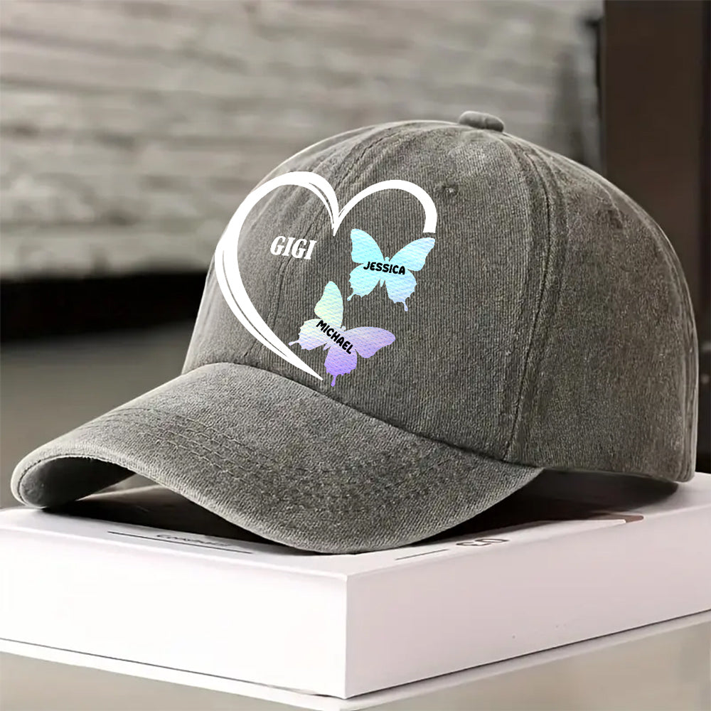 Grandma Love - Personalized Custom Vintage Washed Denim Cap