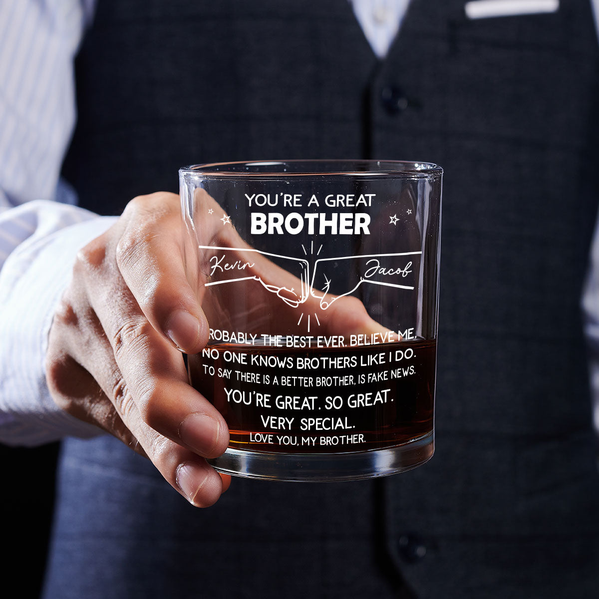 You Are A Great Brother - Personalized Custom Whiskey Glass