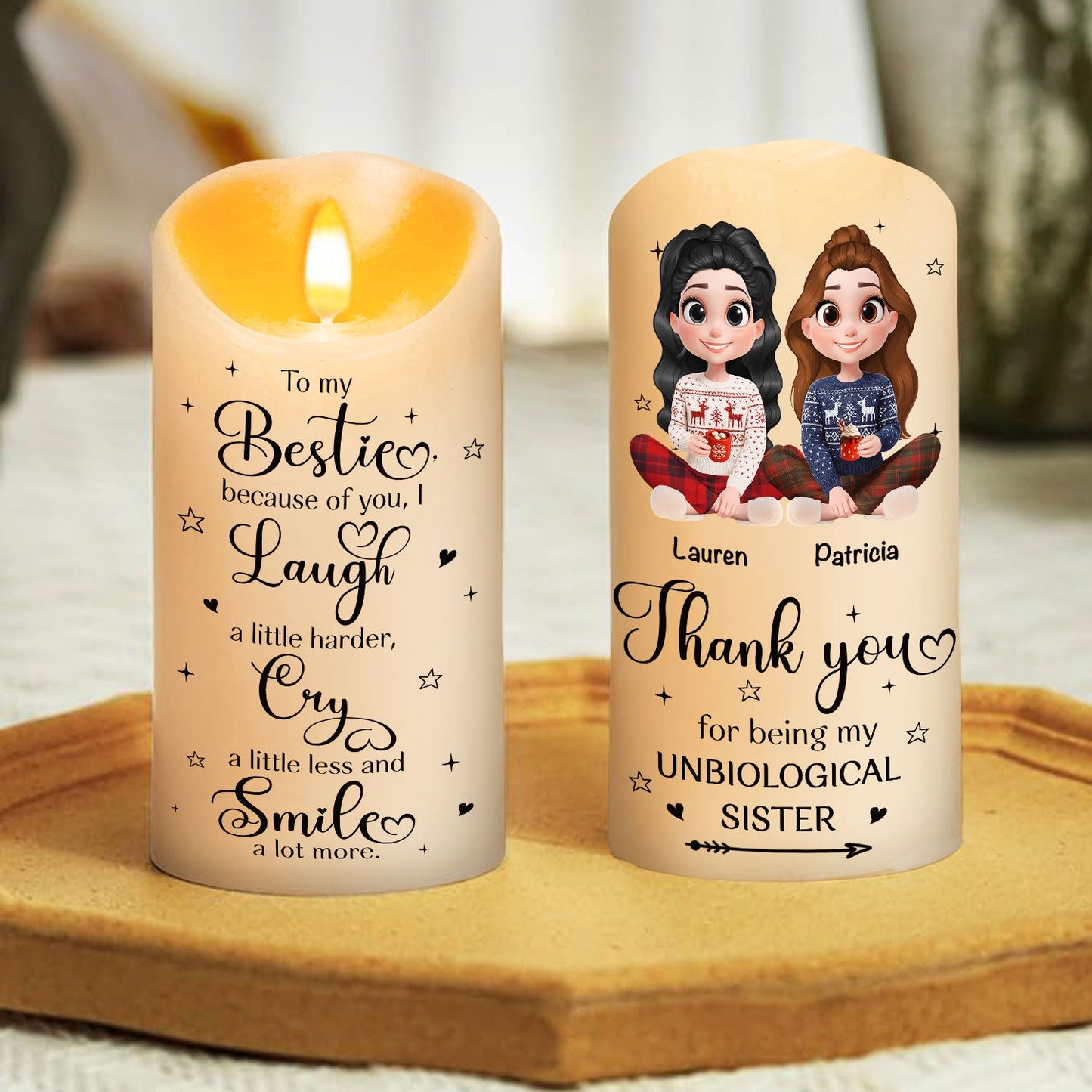Thank You For Being My Unbiological Sister - Personalized Custom LED Candle