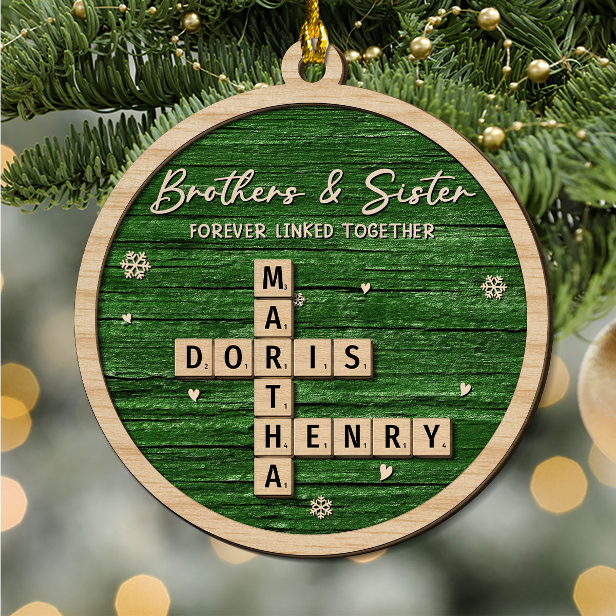 Family Ties That Never Break - Personalized Custom 2-Layered Wood Ornament