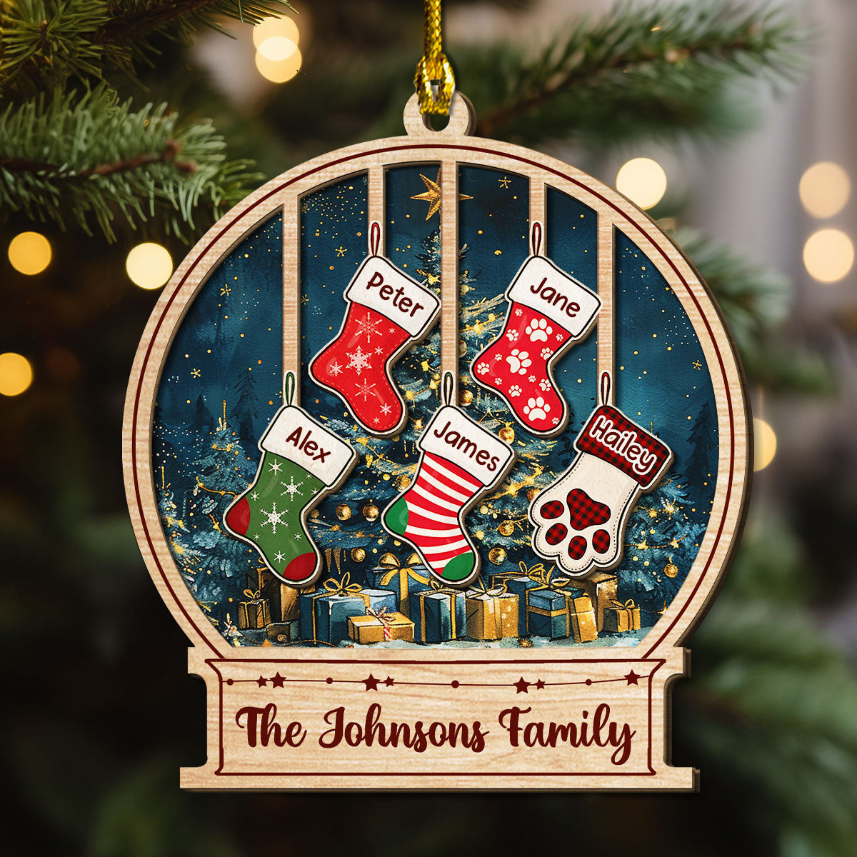 Our Family This Christmas - Personalized Custom 2-layered Wood Ornament