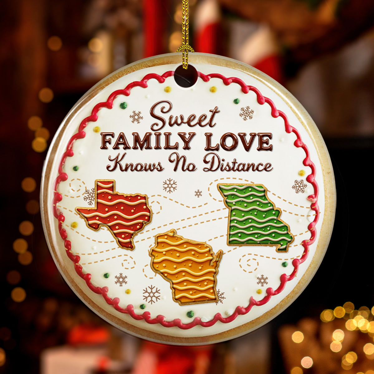 Sweet Family Love - Personalized Custom 3D Effect Ceramic Ornament